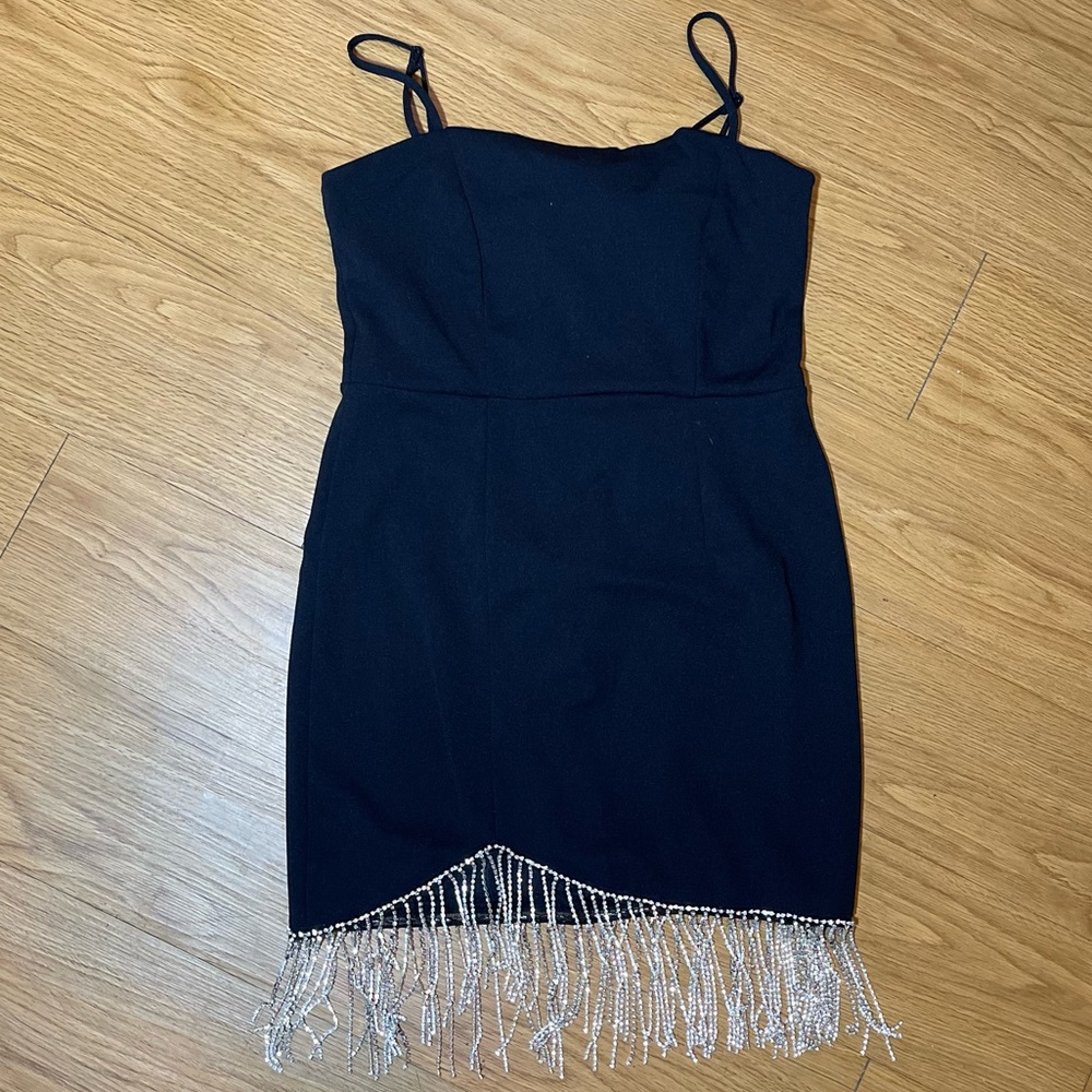 TRIXXI Clothing Company Little Black Dress with rhinestone fringe hem